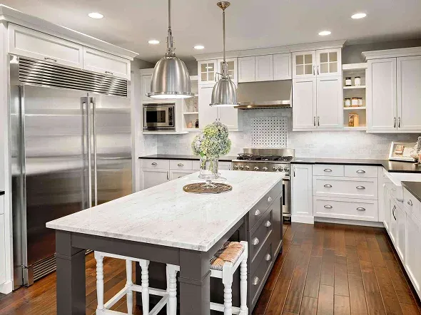 kitchen with white cabinetry stainless steel appliances kitchen with white cabinetry, stainless steel appliances